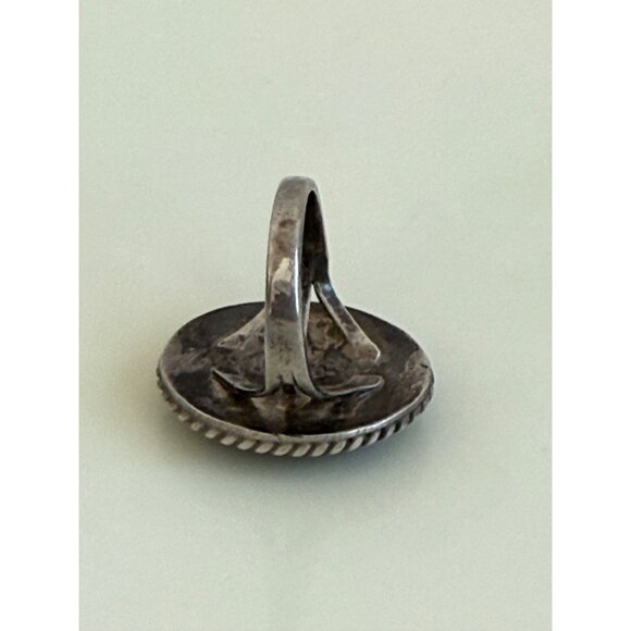 Vintage 70's Navajo Petrified Wood Sterling Ring Size 6.25 - Picture 4 of 16